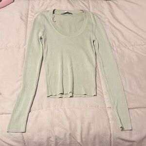 NWOT Zara Tan ribbed long sleeve top